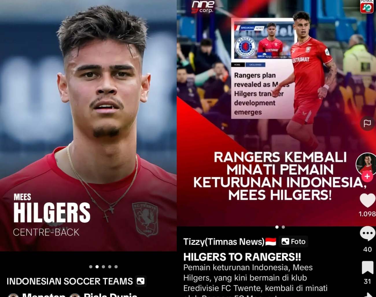 Rangers FC Beli Mees Hilgers, Lawan Manchester United, Pemain Keturunan Indonesia, Kualifikasi Piala Dunia