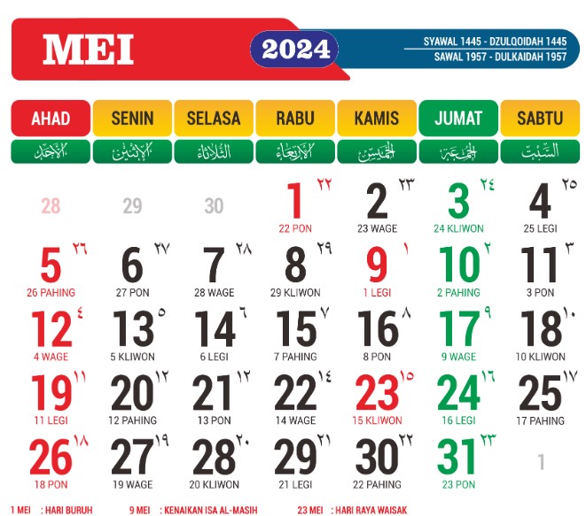 Melihat Hari Libur, Peringatan Dan Cuti Bersama Bulan Mei 2024