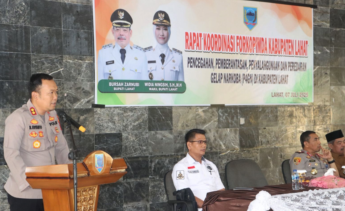 Kapolres Lahat Hadiri Kegiatan Koordinasi Forkopimda Bersama BNN Sumsel Terkait P4GN