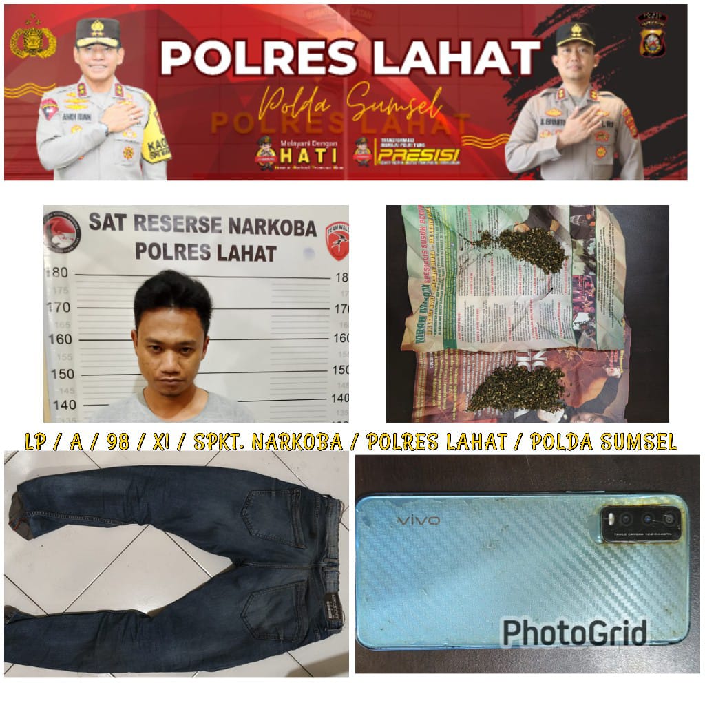 Lagi, Satresnarkoba Polres Lahat Ringkus Terduga Pengedar Ganja