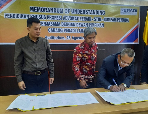 Realisasikan PKPA, DPC Peradi Lahat Raya Jalin MoU dengan STIHPADA Palembang