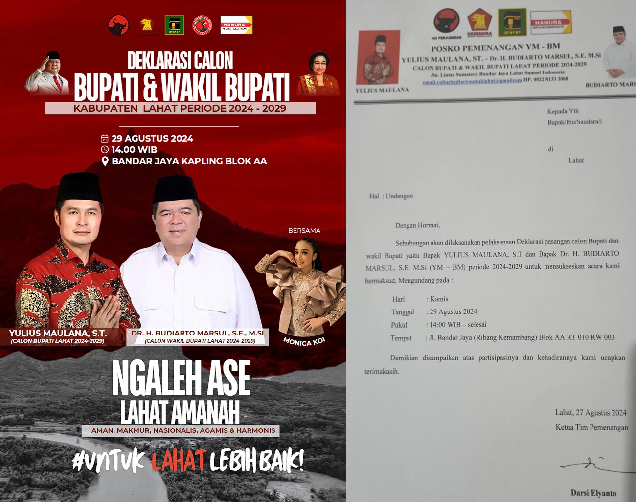 Yulius Maulana Pilih Tempat Kelahiran, Deklarasi Pasangan YMBM, Calon Kuat Bupati Lahat 2024-2029