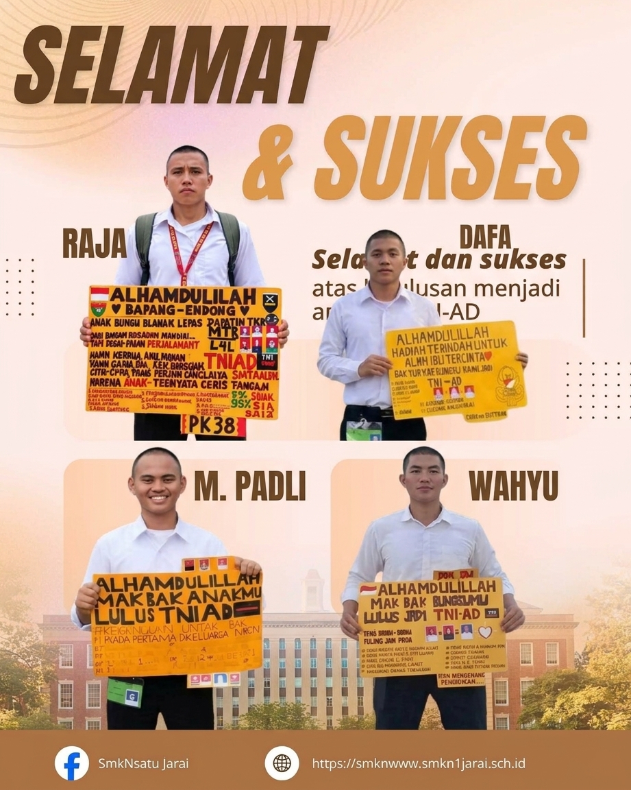 Luar Biasa! 4 Alumni SMKN 1 Jarai Lulus TNI, Jadi Kebanggaan Almamater