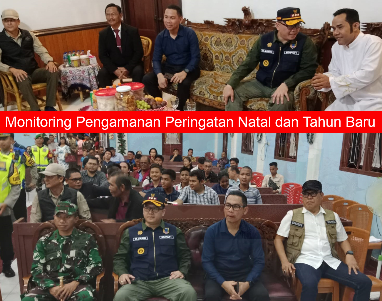 Pj Bupati Lahat Muhammad Farid bersama Pimpinan Forkopimda Lahat Tinjau Gereja dan Pos Pengamanan 