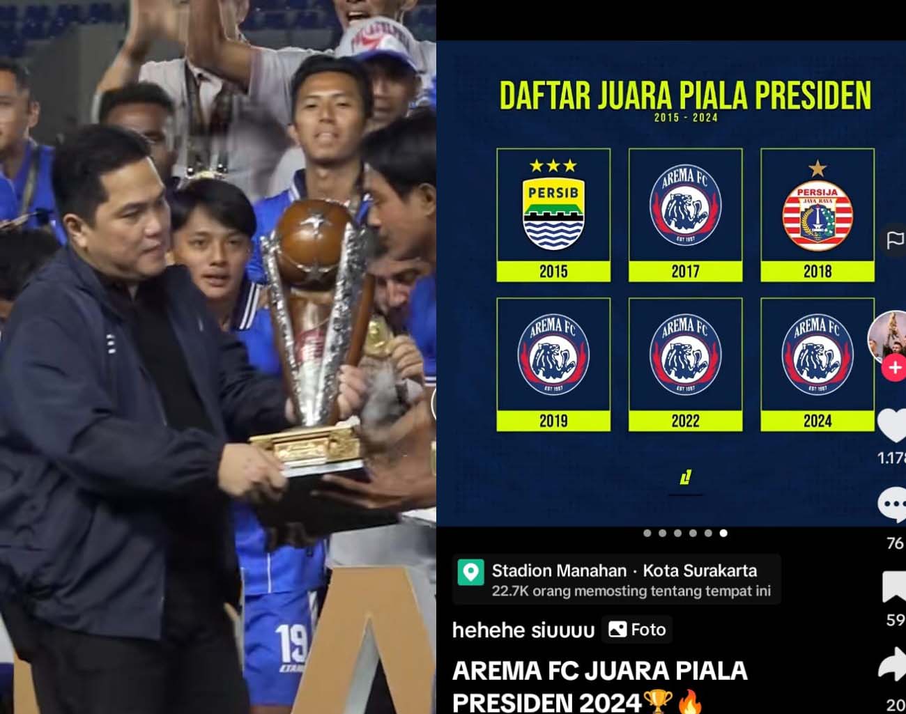 Arema FC 4 Kali Juara Piala Presiden, Erick Thohir Bangga, Pemain Keturunan, Kualifikasi Piala Dunia 2026