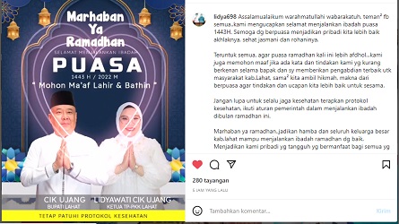 Lidyawati Cik Ujang Sampaikan Selamat Menjalankan Ibadah Puasa