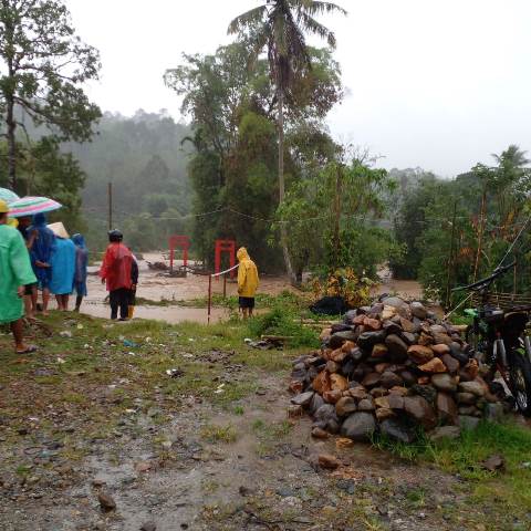 Sawah, Rumah, dan Kolam Ikan Terendam Banjir di Tanjung Sakti