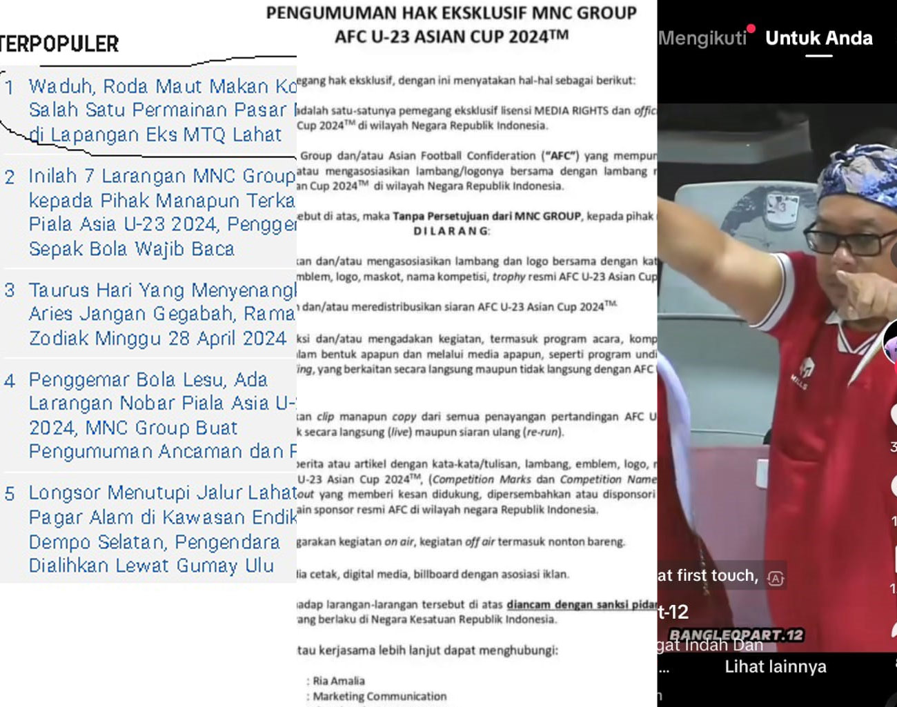 Inilah 2 Alasan MNC Group Melarang Nonton Bareng (Nobar) Piala Asia U-23 2024, Penggemar Sepak Bola Wajib Baca