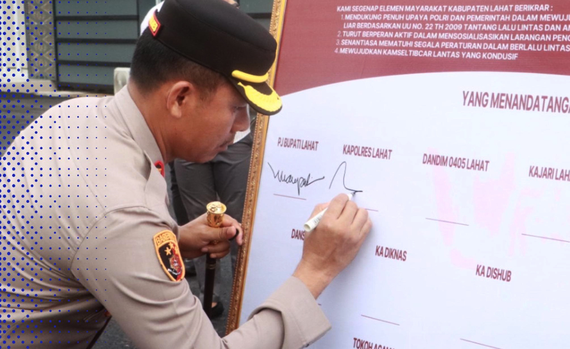 Satlantas Polres Lahat Gelar Deklarasi dan Penandatanganan Pakta Integritas Zero Knalpot Brong dan Balap Liar