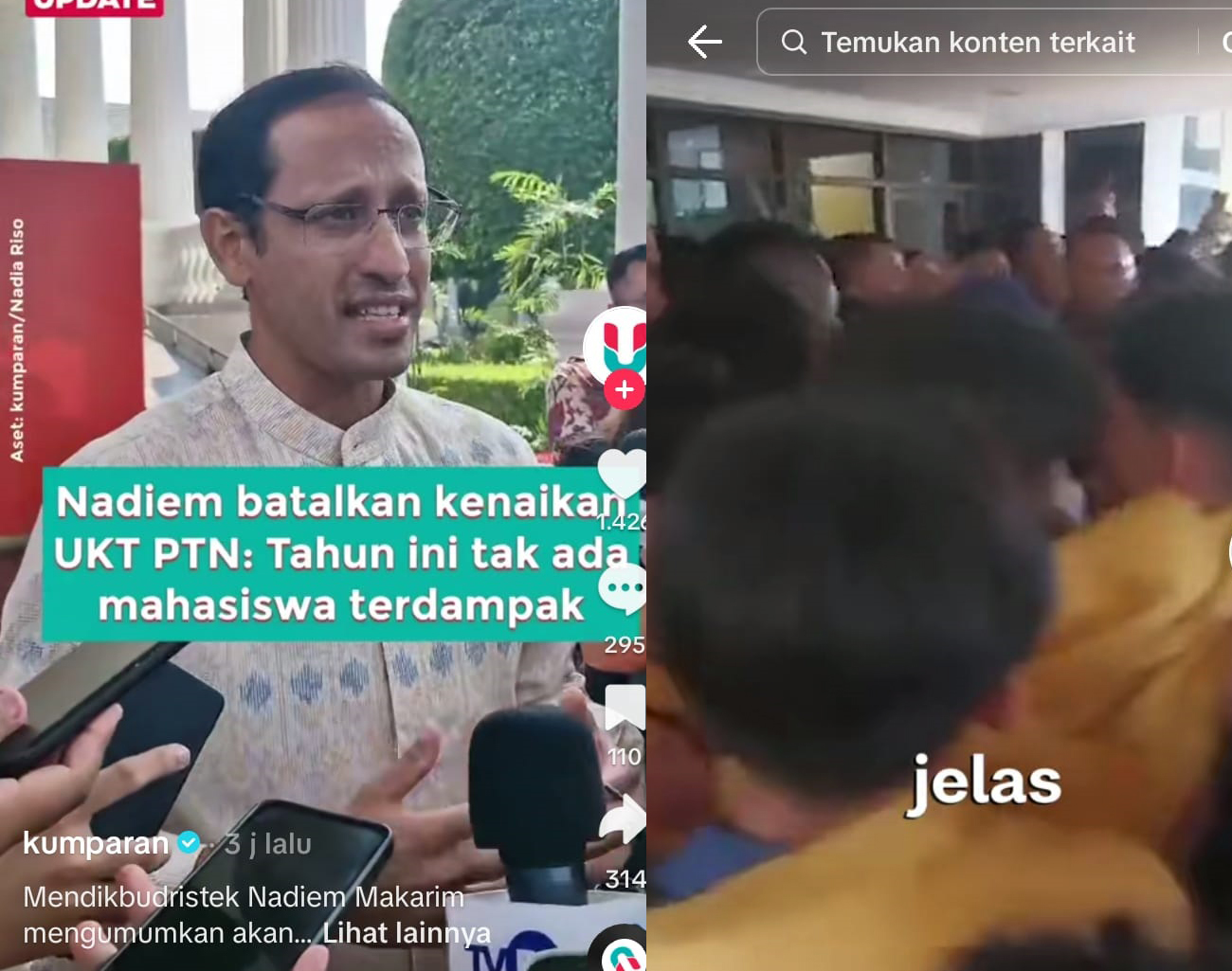 Nadiem Makarim Kena Semprot Presiden Jokowi, Orang Tua Calon Mahasiswa Lega, Uang UKT Batal Naik