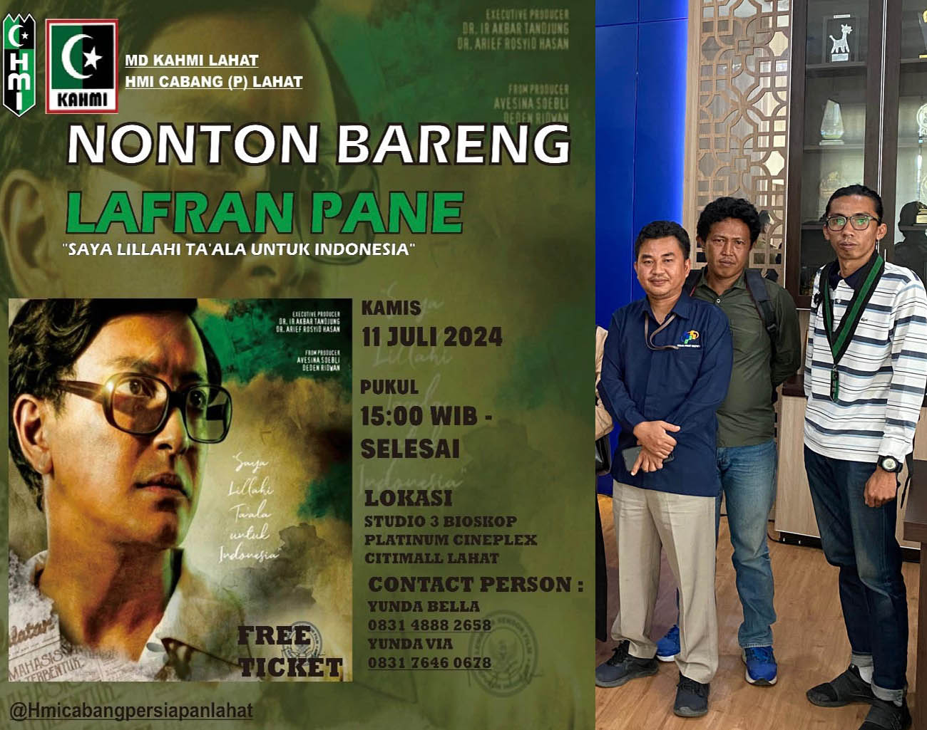 MD KAHMI Lahat: Acara Nonton Bareng (Nobar) Film Lafran Pane Murni Program Kerja, Tidak Bermuatan Politis