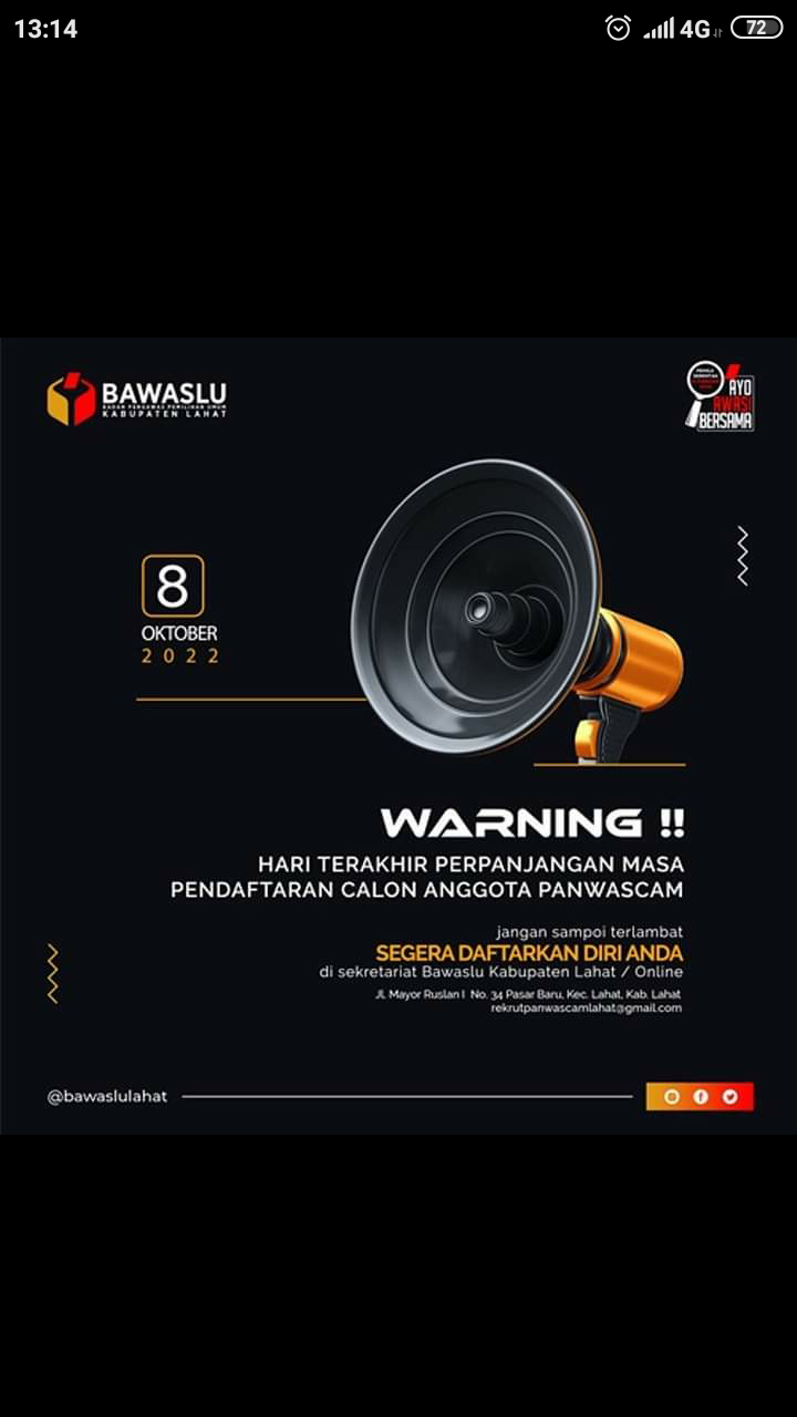 Hari Terakhir Pendaftaran Panwascam Kabupaten Lahat