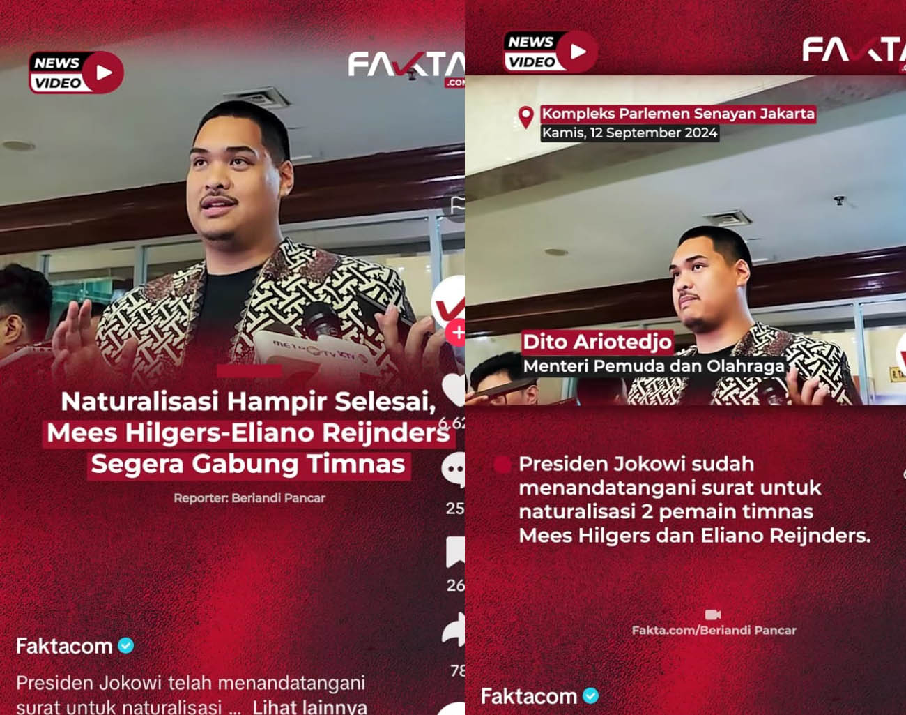 Presiden Jokowi Setuju Naturalisasi Mees Hilgers-Eliano, Dito Ariotedjo, Kualifikasi Piala Dunia 2026