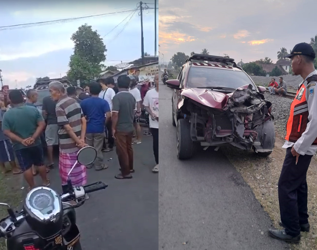 Kecelakaan di Jalur Rel Kereta Api Tanpa Palang Pintu Kembali Terjadi di Kota Lahat, Depan Mobil Rush Remuk