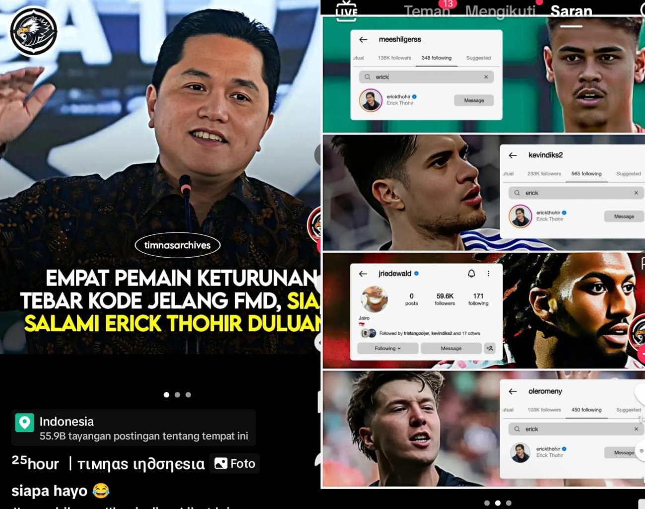 Indonesia Tambah Kekuatan Baru, Erick Thohir Panggil 4 Pemain Belanda, Kualifikasi Piala Dunia 2026