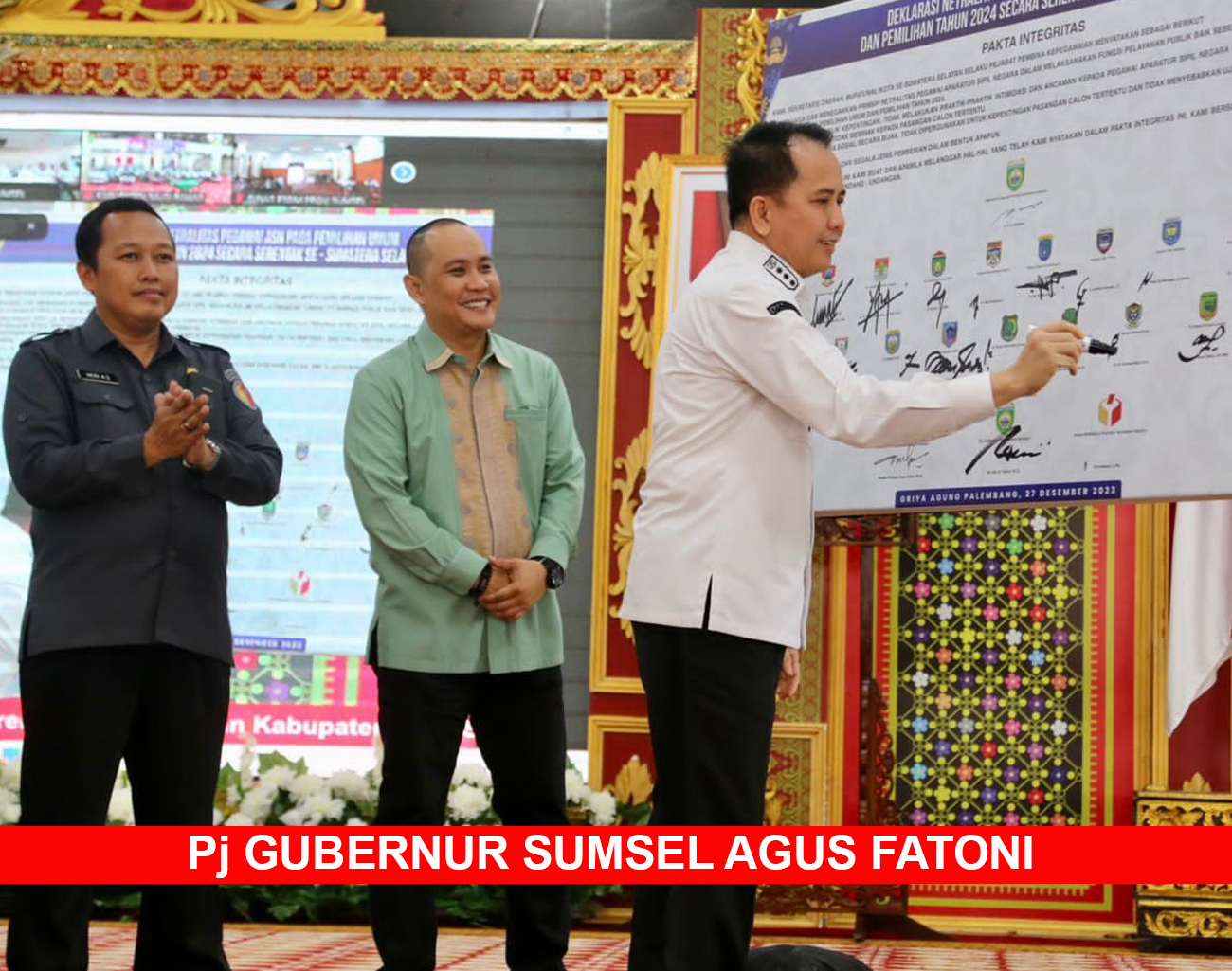 Pj Gubernur Sumsel Agus Fatoni Pimpin Deklarasi Serentak Netralitas ASN Provinsi dan Kabupaten/Kota se-Sumsel