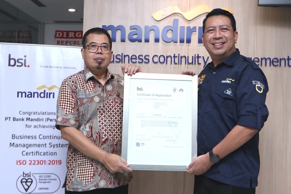 Raih ISO 22301, Bank Mandiri Pastikan Kehandalan Operasional Bisnis Berstandar Internasional dan Prinsip ESG