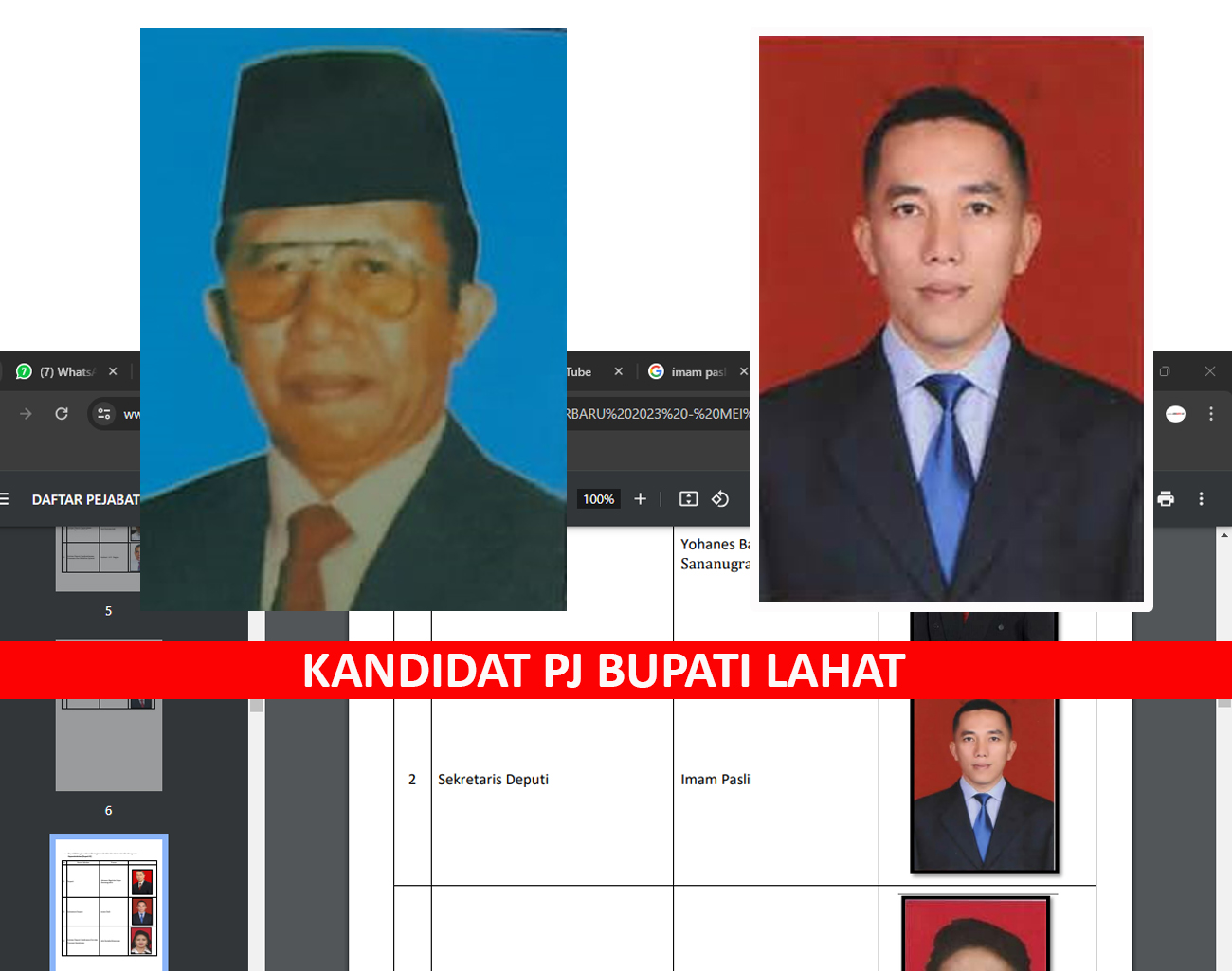 Imam Pasli Kandidat Pj Bupati Lahat Ternyata Keponakan Kafrawi Rahim dan Mantan Walikota Pagaralam