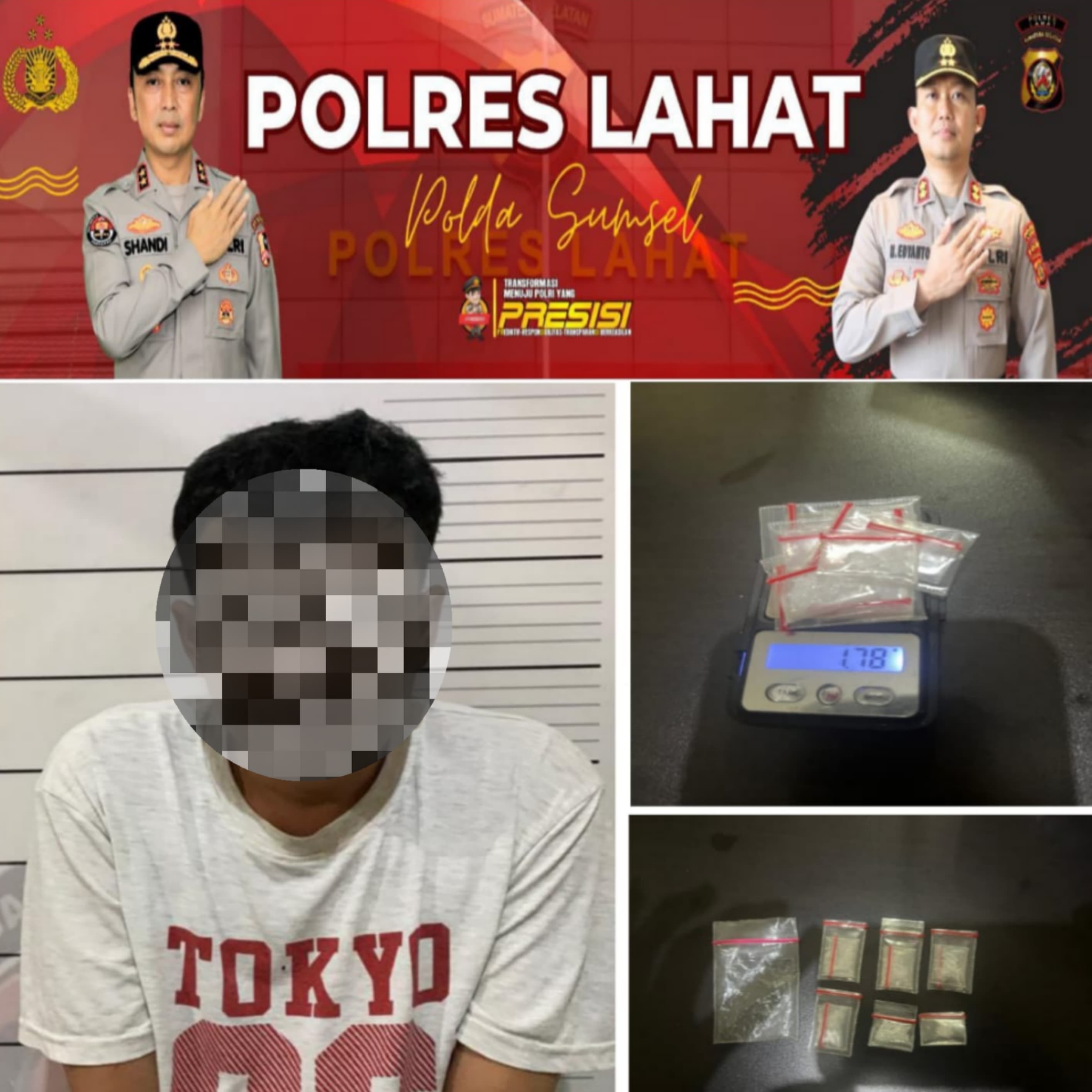 Polres Lahat Amankan 6 Paket Sabu dan 1 Tersangka di Lahat Selatan