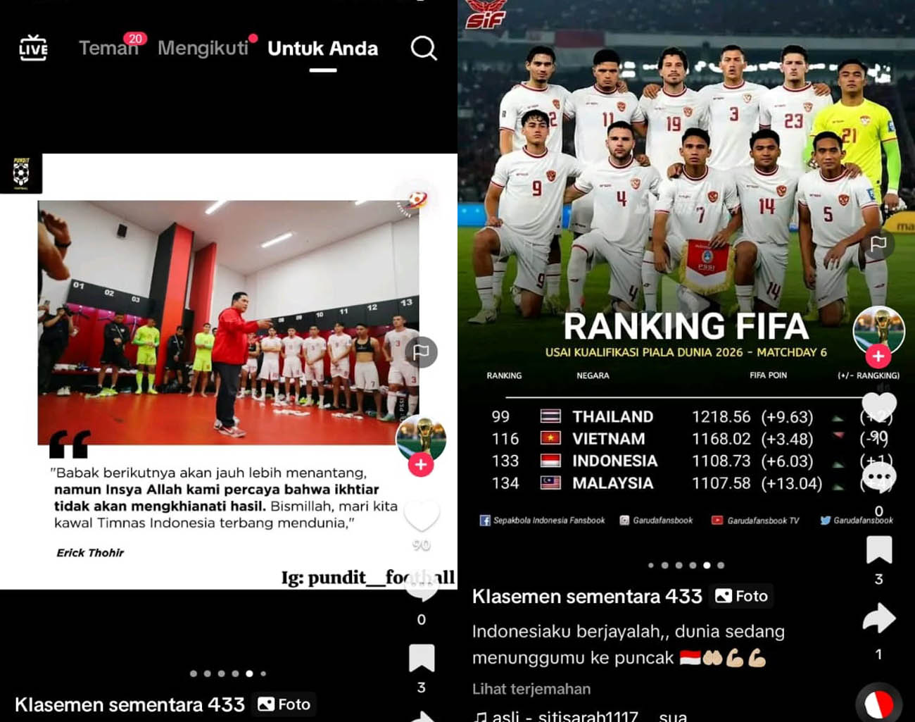 Erick Thohir Kurang Puas Rangking FIFA, Indonesia Pimpin Asia Tenggara, Ronde 3 Kualifikasi Piala Dunia 2026