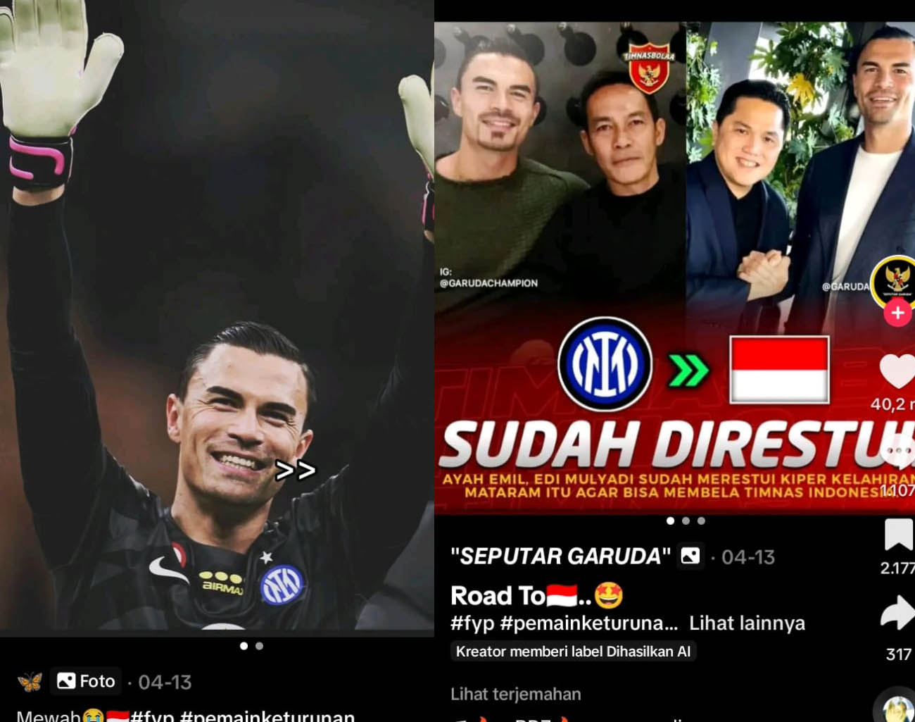 Kiper Inter Milan Isyaratkan Bela Indonesia, DM Ketua PSSI Erick Thohir, Ronde 3 Kualifikasi Piala Dunia 2026