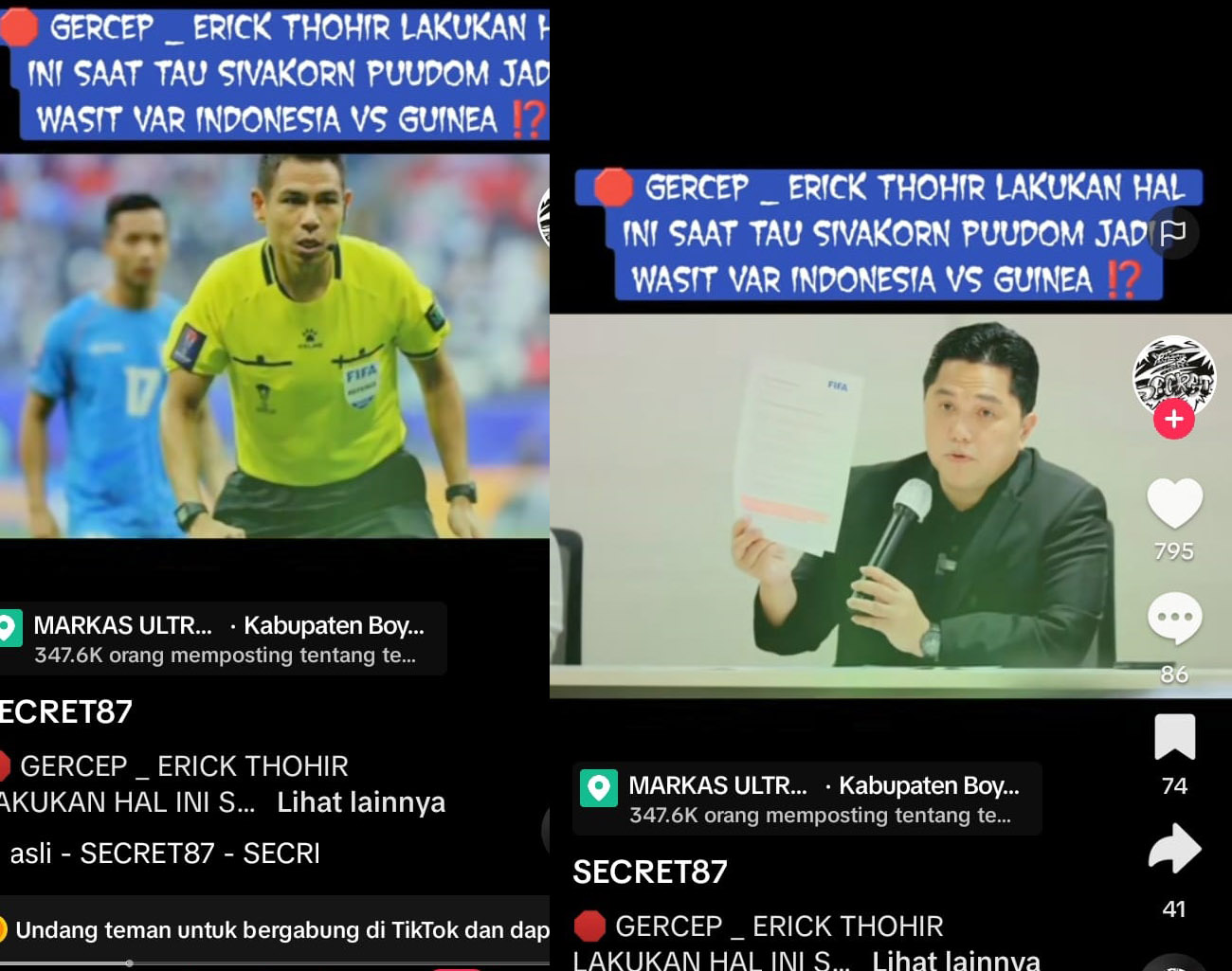 AFC Permainkan Indonesia, Kirim Wasit Var Sivakorn Pu-udom Indonesia vs Guinea, Erick Thohir Langsung Bergerak