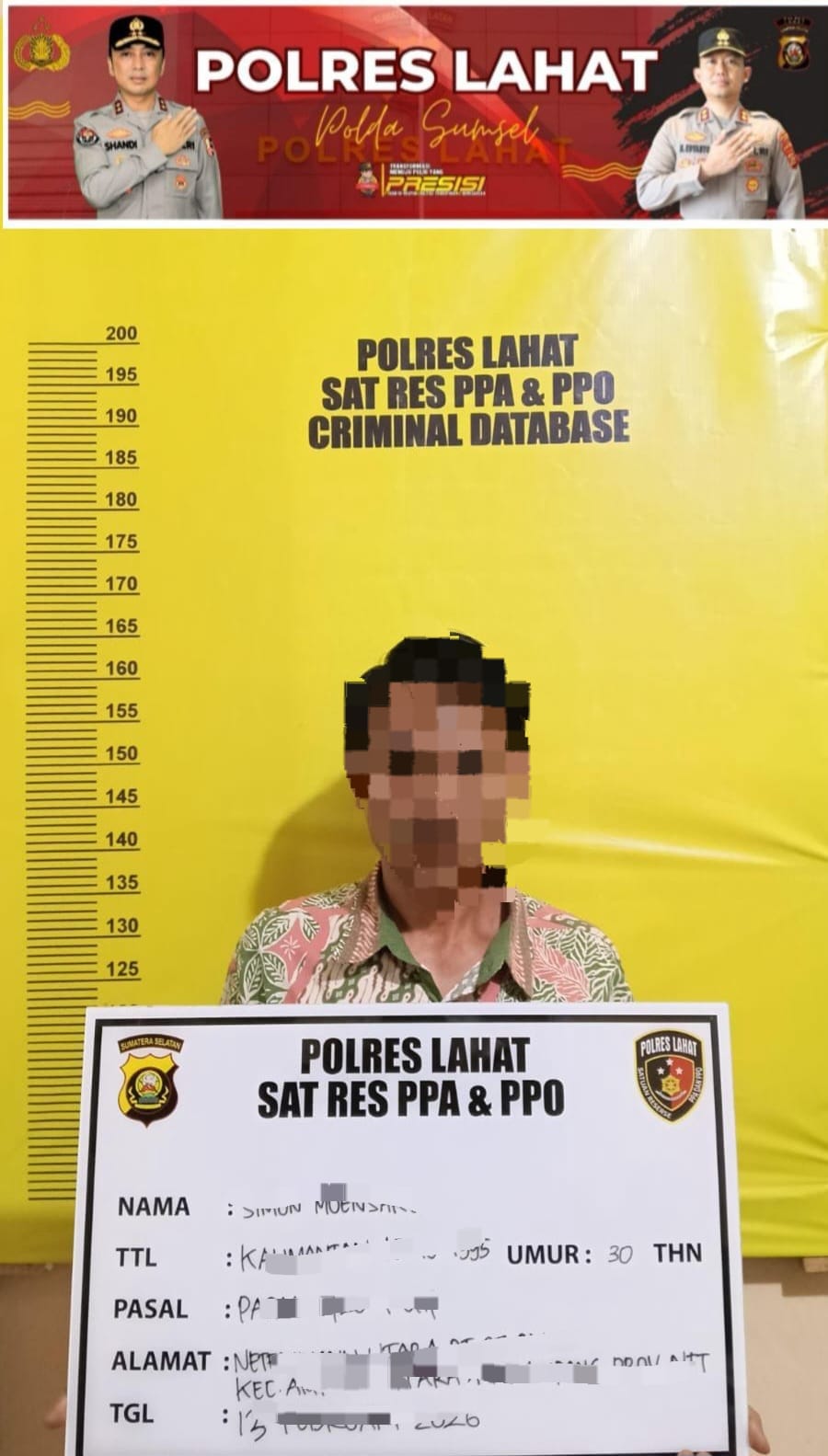 Satres PPA-PPO Polres Lahat Amankan Satu Tersangka TPPO di Hotel