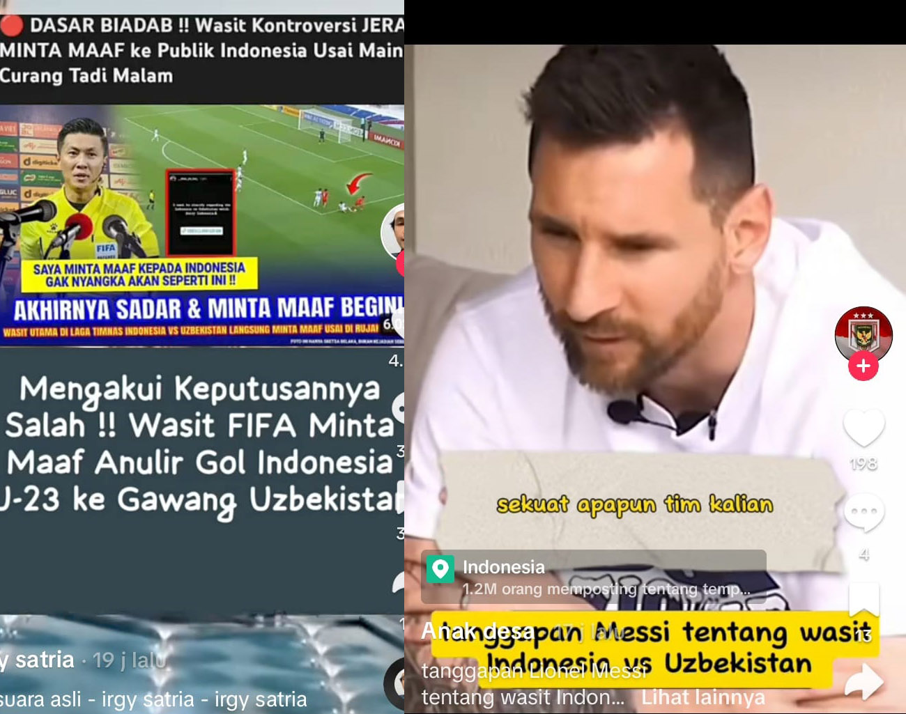 Lionel Messi Menyesalkan Kecurangan Wasit Semifinal Piala Asia U-23 2024 Indonesia vs Uzbekistan