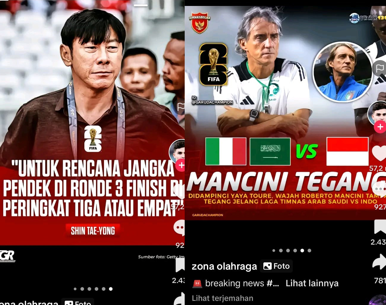 Pesan STY kepada Roberto Mancini, Jangan Tegang, Indonesia Target Peringkat 3, Kualifikasi Piala Dunia 2026