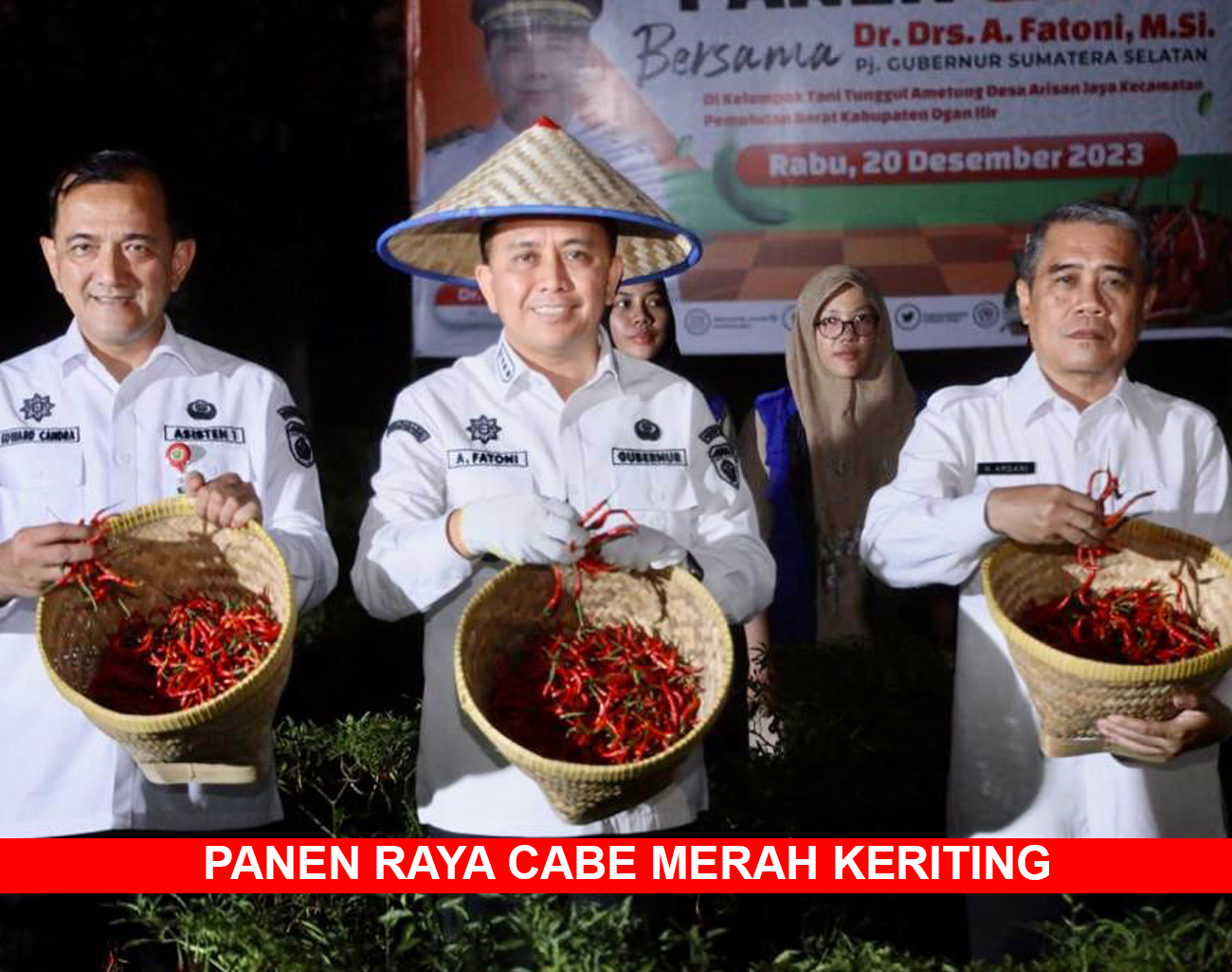 Pj Gubernur Sumsel Agus Fatoni Panen Raya Cabe Merah Keriting Bersama Petani di Ogan Ilir