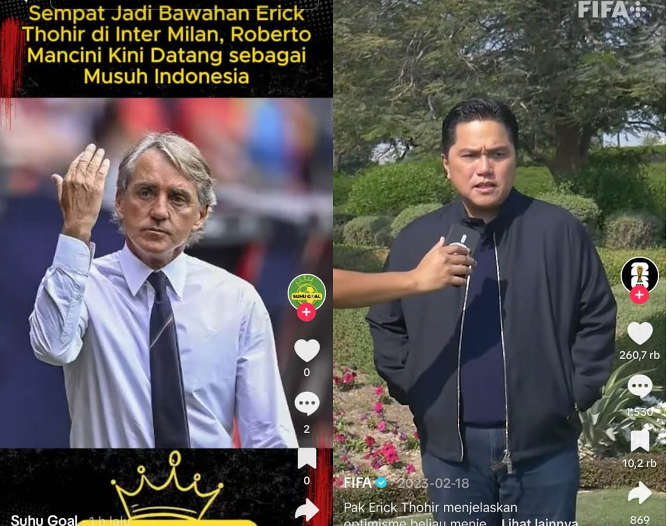 Erick Thohir-Roberto Mancini Pernah Kerja Sama, Klub Inter Milan Liga Italia, Kualifikasi Piala Dunia 2026