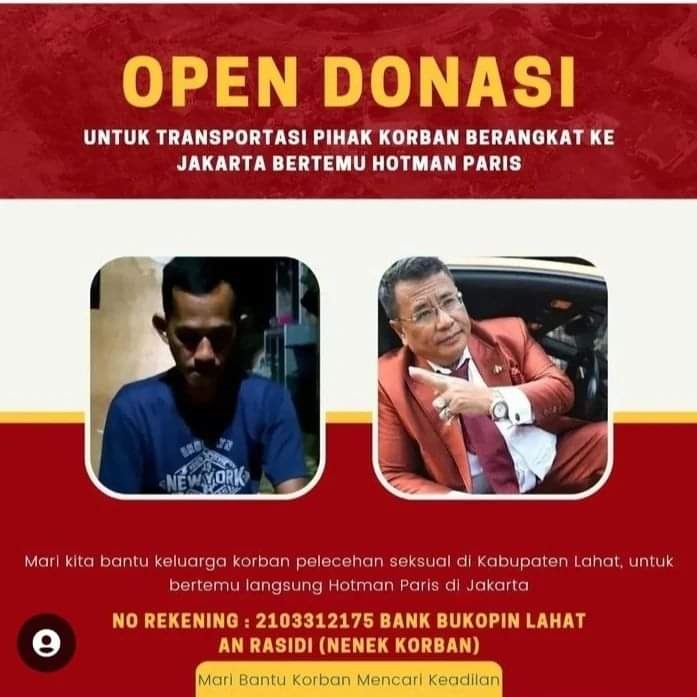 Ini yang Dilakukan Warga Lahat Bantu Keluarga Korban Pemerkosaan Temui Hotman Paris