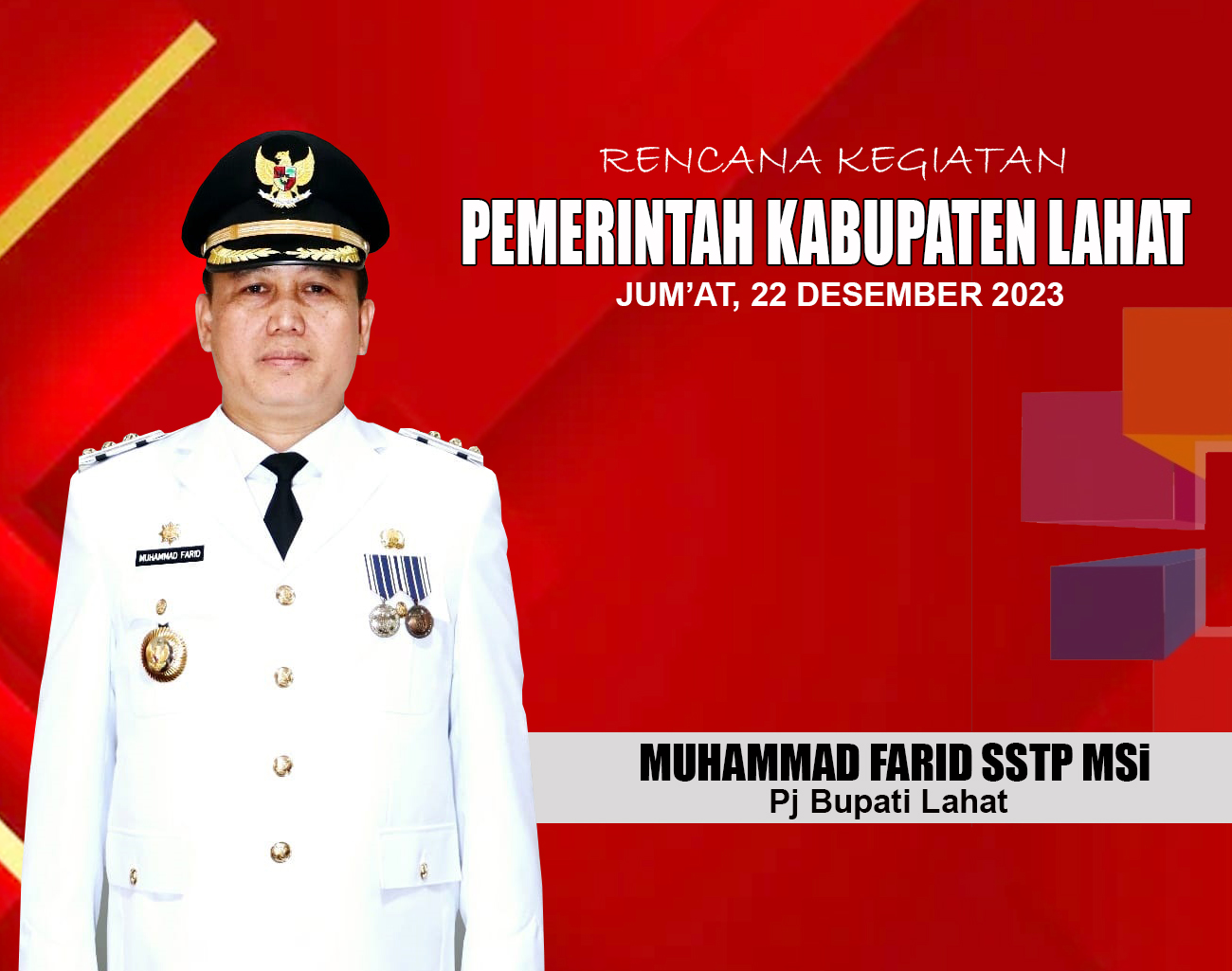 Pj Bupati Lahat Muhammad Farid akan Pimpin Rapat Percepatan Realisasi APBD 2023 dan Sambut Kapolda Sumsel