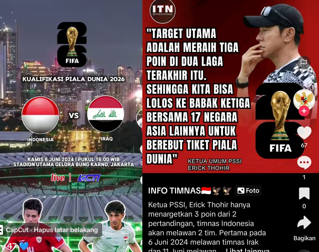 Pertandingan Irak vs Indonesia Seru, Target Ketua PSSI Erick Thohir, Shin Tae Young, Kualifikasi Piala Dunia