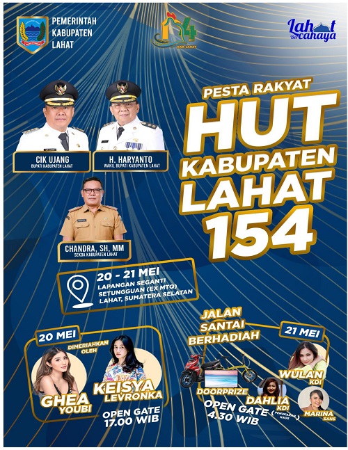 HUT Lahat Bakal Meriah, Banyak Artis pada Pesta Rakyat dan Jalan Santai Berhadiah