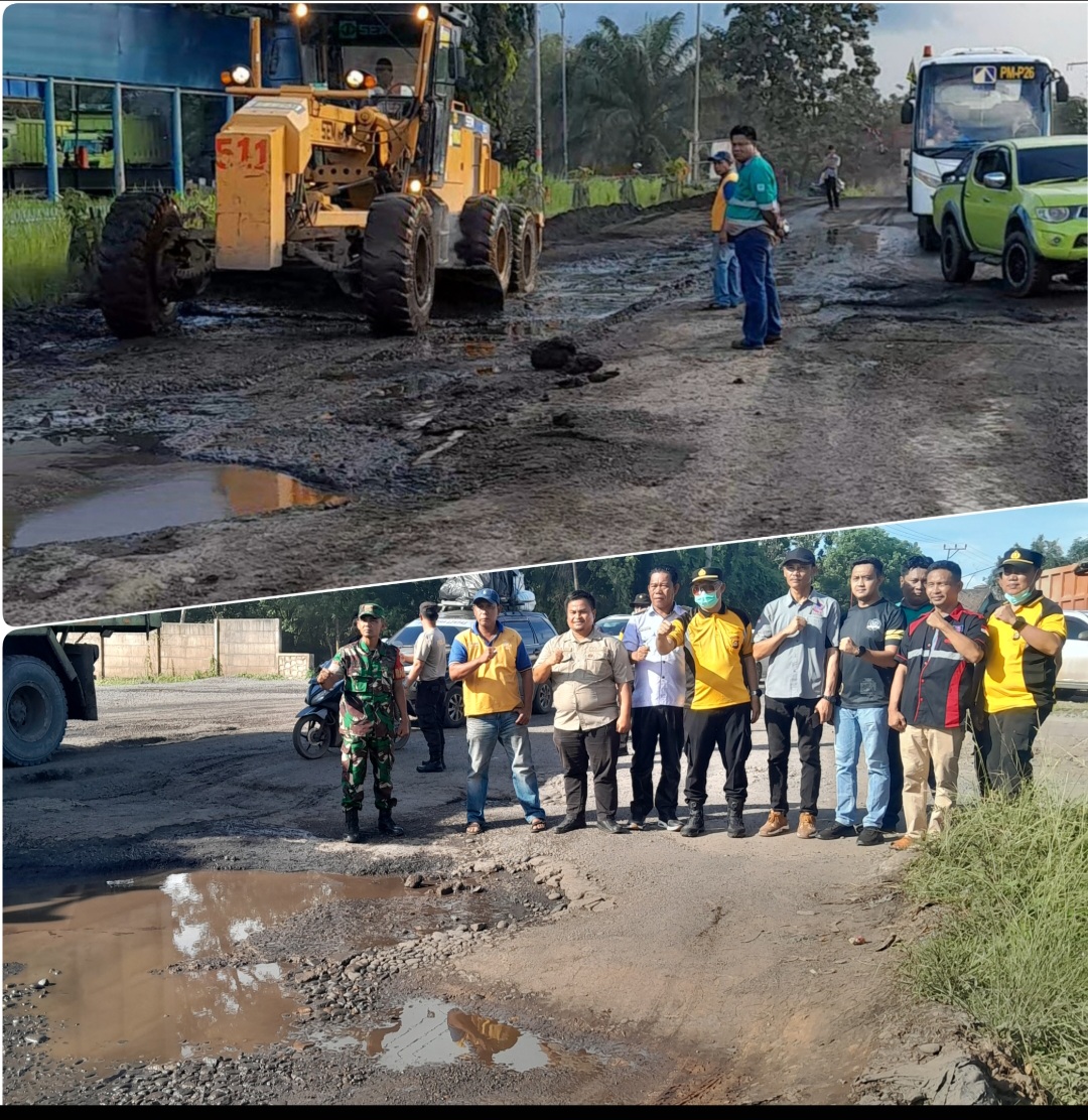 Bersama Forkopimcam PT TPB Dukung Perbaikan Jalan Lintas Sumatera