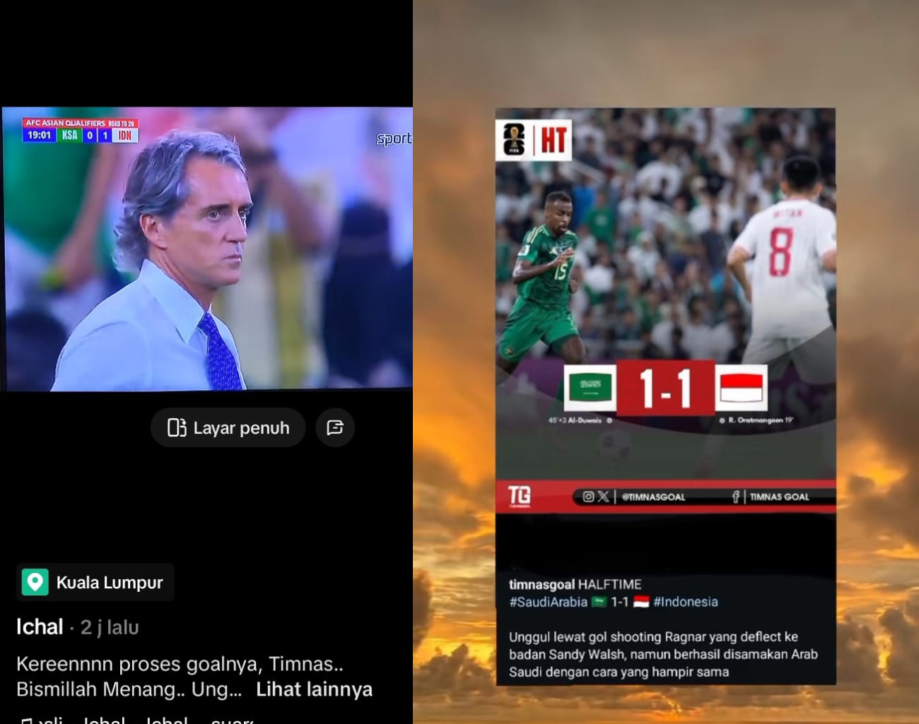 Inilah Hasil Pertandingan Indonesia vs Arab Saudi, Roberto Mancini Kaget, Kualifikasi Piala Dunia 2026