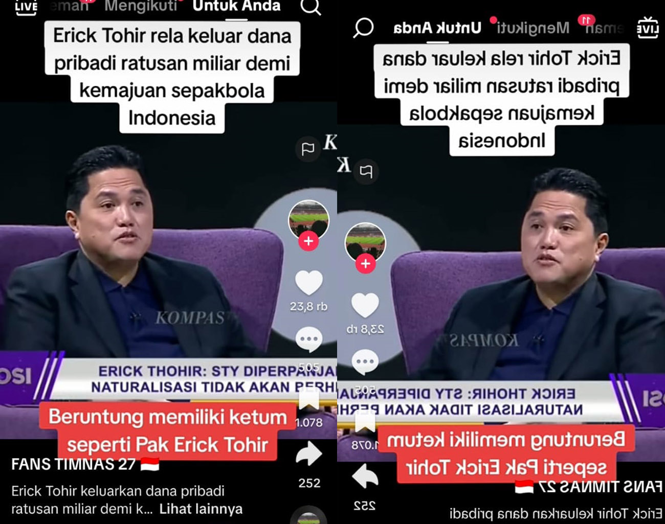 Kantong Erick Thohir Jebol, Ratusan Milyar Dana Pribadi untuk Timnas Indonesia Rebut Juara Piala Asia 2024