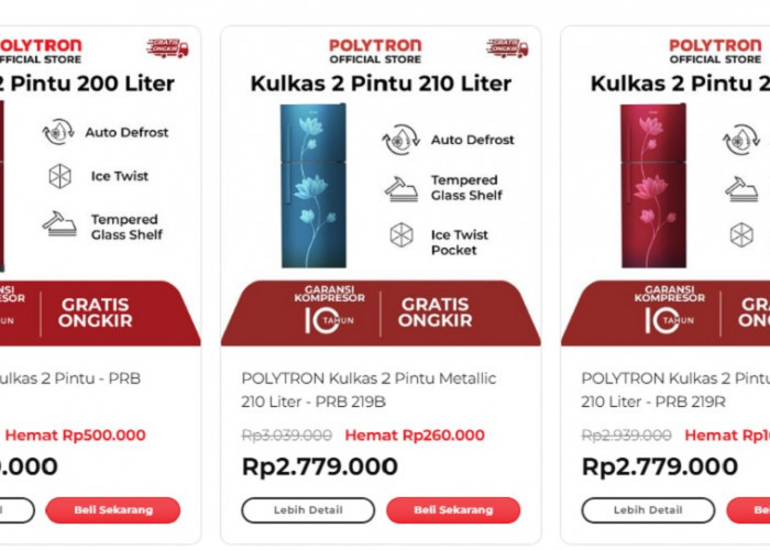 Harga Kompetitif! Ini 3 Rekomendasi Kulkas 2 Pintu Dari Polytron!