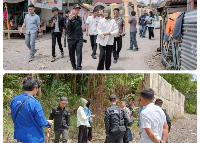 Cawabup Lahat Terpilih Widia Ningsih Tinjau Tembok Penahan Banjir Yang Terhenti Pembangunannya