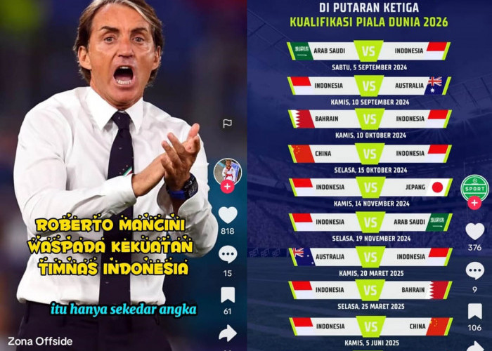 Pertandingan Arab Saudi vs Indonesia Seru, Roberto Mancini Tanggung Malu, Kualifikasi Piala Dunia 2026