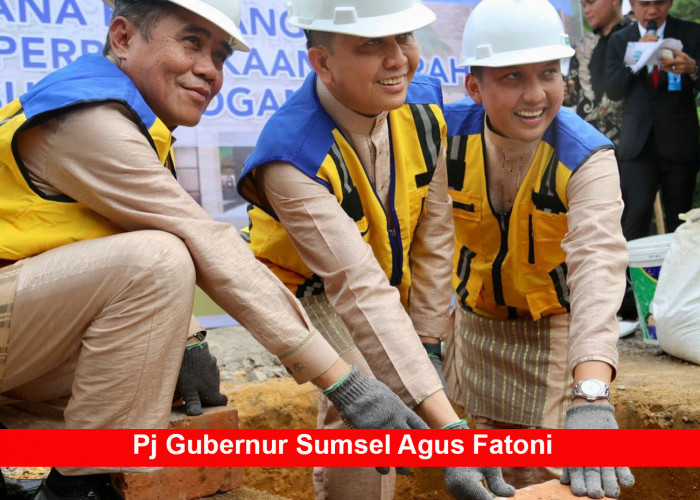 Pj Gubernur Agus Fatoni Lakukan Peletakan Batu Pertama Pembangunan Kantor Vertikal Kabupaten Ogan Ilir