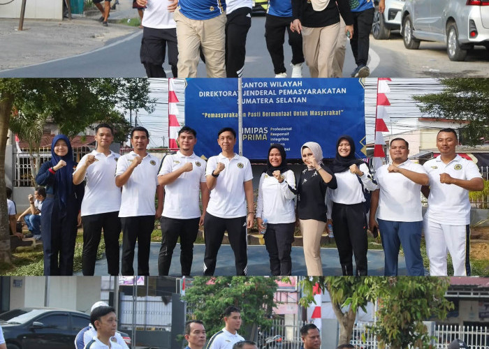 Rutan Kelas I Palembang Ikuti Jalan Santai dan Senam Bersama Kanwil Ditjenpas Sumsel