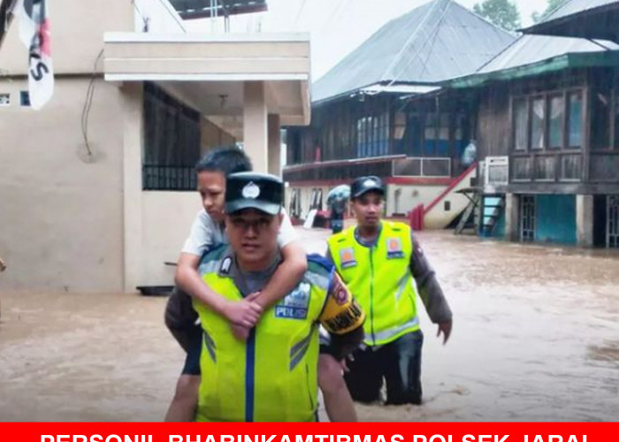 Banjir Terjadi di Desa Nanti Giri dan Pelajaran Jarai Area Lahat, Bhabinkamtibmas Polsek Jarai Bantu Evakuasi 