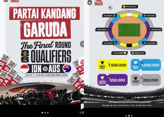 Inilah Harga Tiket Pertandingan Indonesia vs Australia, Partai Kandang Garuda, Kualifikasi Piala Dunia 2026