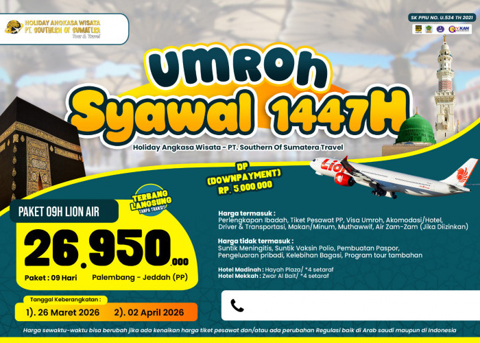 Harga Paket Umrah Bulan Syawal 2026, Musim 1447 Hijriah, Travel Holiday Angkasa Wisata, Daftar Lewat Lahat Pos