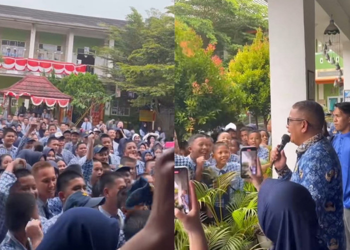 Suka Cita Murid dan Guru Sambut Kedatangan Roni Ardiansyah Kembali Jabat Kepala SMPN 1 Prabumulih