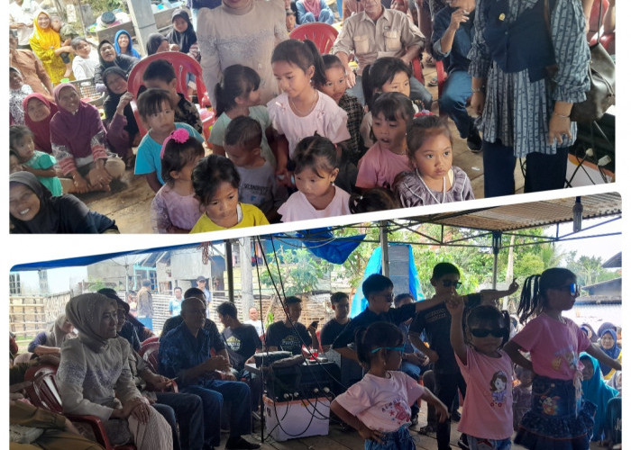 Dengan Tarian Gemoy, Keseruan Anak-Anak Desa Lesung Batu Sambut Cawabub Lahat Widia Ningsih