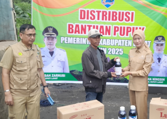 Wakil Bupati Widia Ningsih Simbolis Salurkan Bantuan Pupuk Untuk Petani Kabupaten Lahat, Simak Harapannya