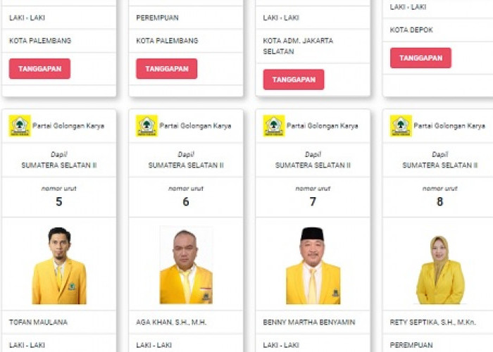 Partai Golongan Karya Daftar Calon Sementara (DCS) DPR RI Dapil Sumsel 2 